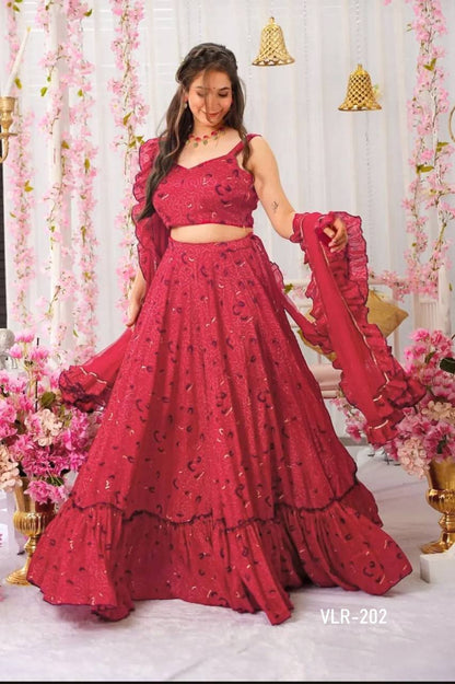 Plus Size Printed Tier Lehenga Set – Heavy Airtex Chinon Fabric With Rich Digital Print Work