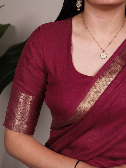 Mass Mello Saree – Lightweight Zari Weaving Work with Matching Blouse
