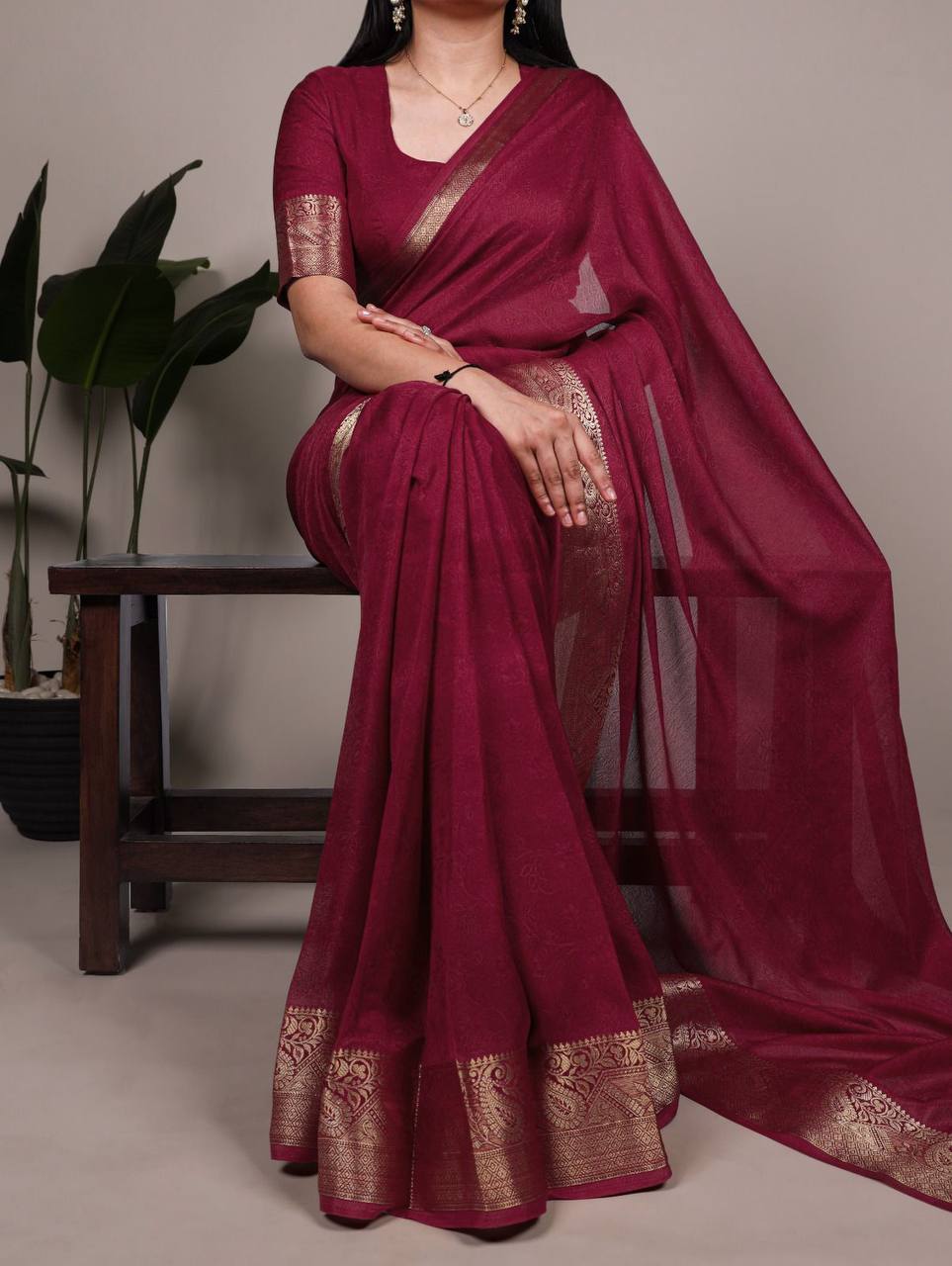 Mass Mello Saree – Lightweight Zari Weaving Work with Matching Blouse