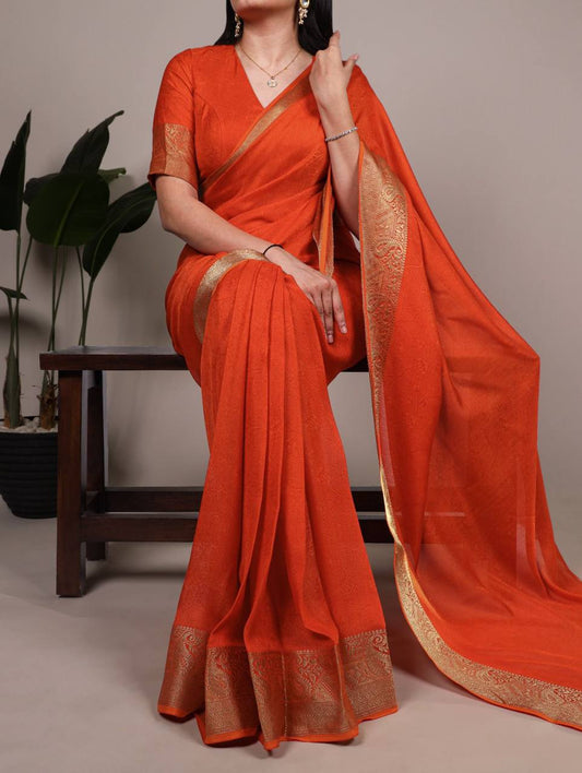 Mass Mello Saree – Lightweight Zari Weaving Work with Matching Blouse