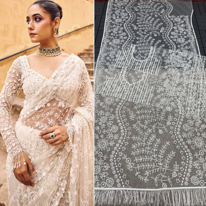 Bollywood Blockbuster Net Saree – Heavy Mono Net with 5MM Multi Sequins Embroidery