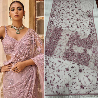 Bollywood Blockbuster Net Saree – Heavy Mono Net with 5MM Multi Sequins Embroidery