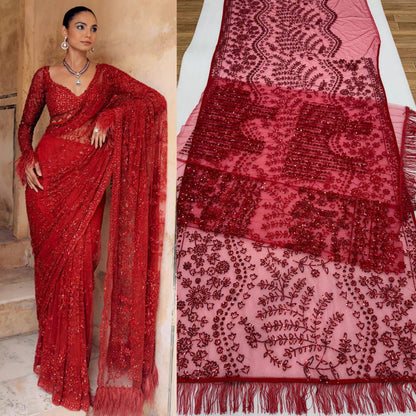 Bollywood Blockbuster Net Saree – Heavy Mono Net with 5MM Multi Sequins Embroidery