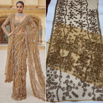 Bollywood Blockbuster Net Saree – Heavy Mono Net with 5MM Multi Sequins Embroidery