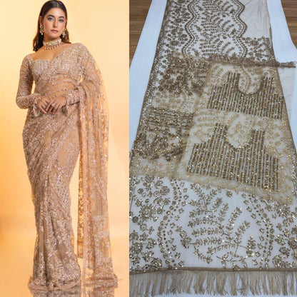 Bollywood Blockbuster Net Saree – Heavy Mono Net with 5MM Multi Sequins Embroidery