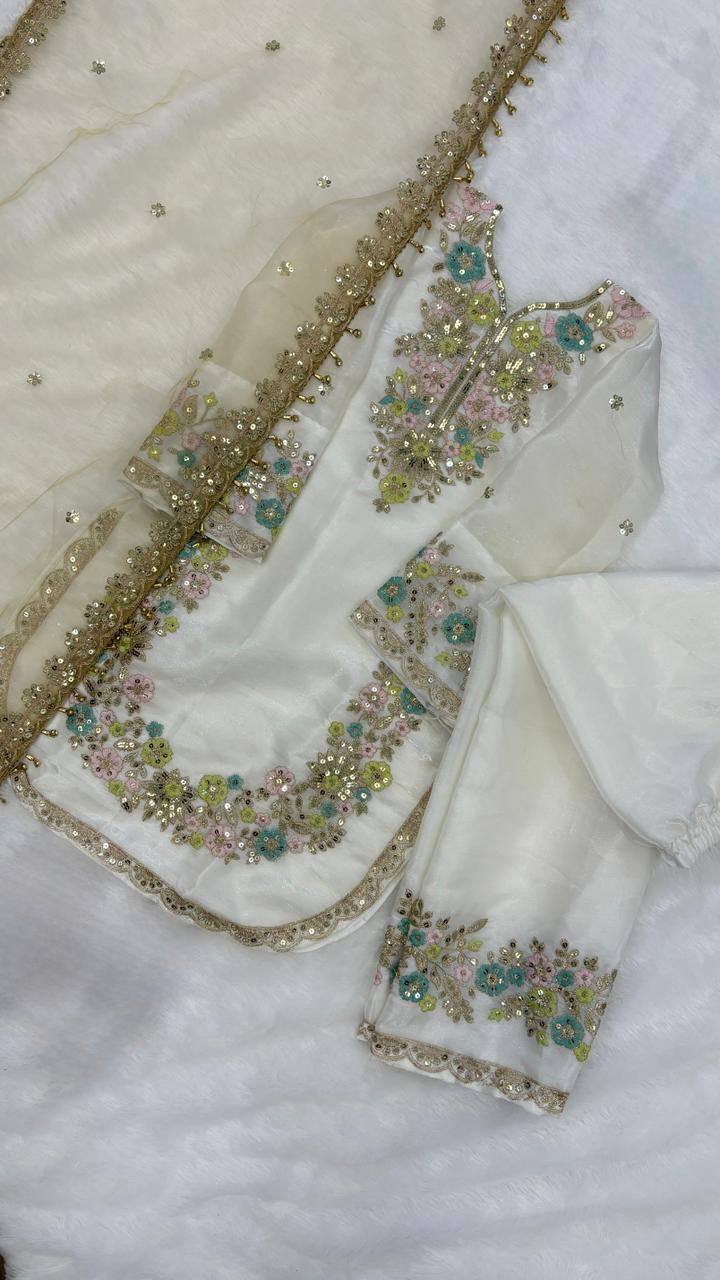 Fendi Silk Lehenga Choli Dupatta Set – Multi Thread Embroidery Work