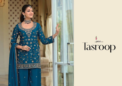 TASROOP PREMIUM DESIGNER TOP–PLAZZO–DUPATTA SET