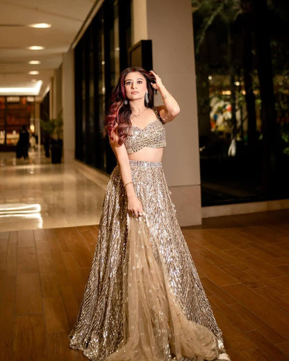 Karishma Silk Lehenga Choli Set – Heavy Thread Embroidery, Dori & Sequins Work