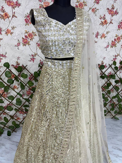 Karishma Silk Lehenga Choli Set – Heavy Thread Embroidery, Dori & Sequins Work