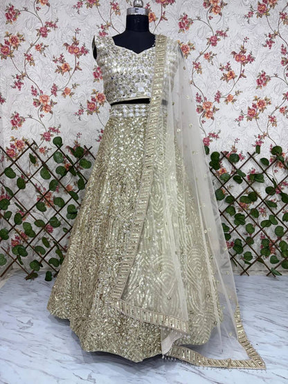 Karishma Silk Lehenga Choli Set – Heavy Thread Embroidery, Dori & Sequins Work