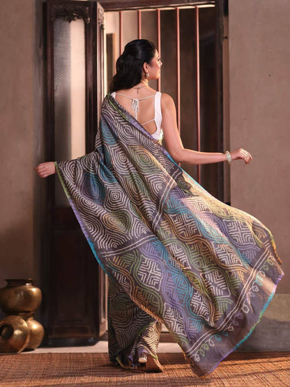 Chinnon Bandhani Print Saree – Digital Print with Contrast Blouse