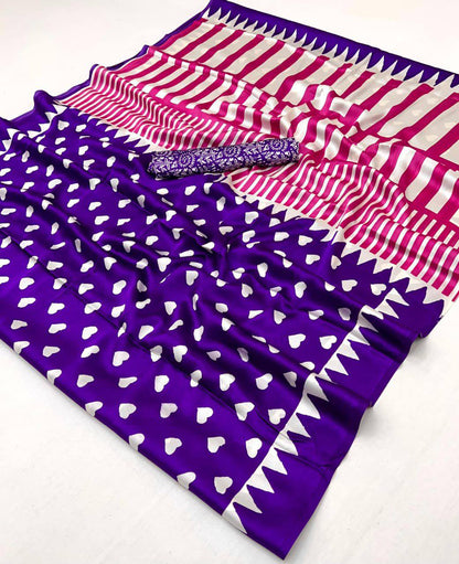 Pure Ajrakh Modal Satin Saree – Traditional Ajrakh Print with Blouse