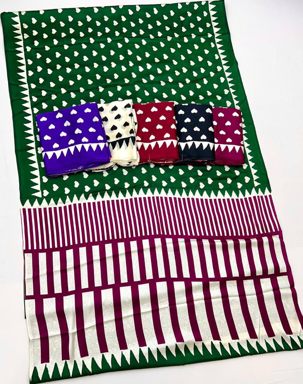 Pure Ajrakh Modal Satin Saree – Traditional Ajrakh Print with Blouse