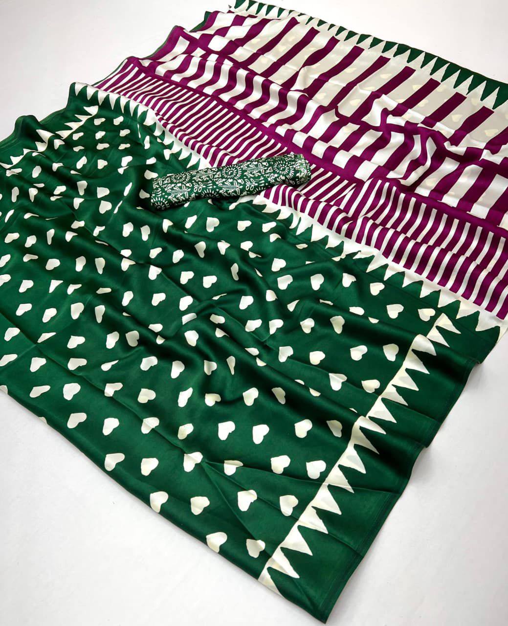 Pure Ajrakh Modal Satin Saree – Traditional Ajrakh Print with Blouse