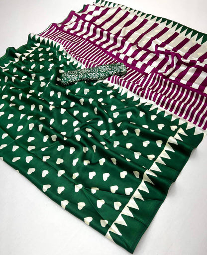 Pure Ajrakh Modal Satin Saree – Traditional Ajrakh Print with Blouse