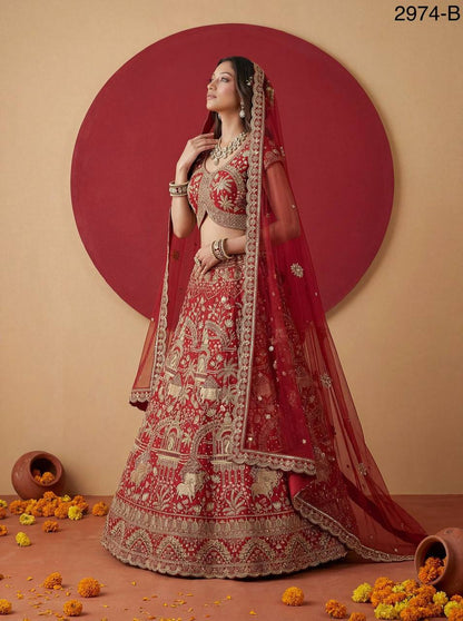Exclusive Bridal Gadhwal Silk Lehenga Set – Figure Embroidery, Zari & Sequins Work