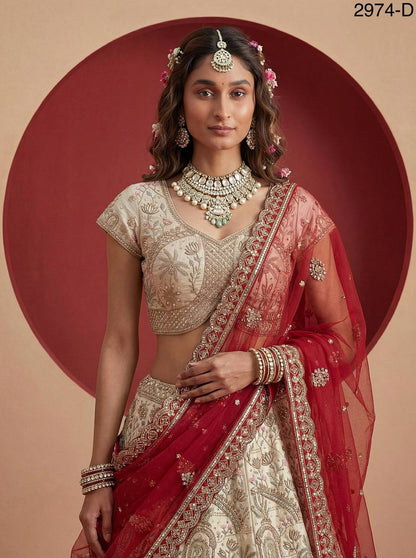 Exclusive Bridal Gadhwal Silk Lehenga Set – Figure Embroidery, Zari & Sequins Work