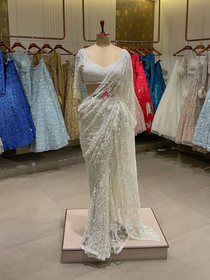 Bollywood Blockbuster Sequins Saree – Heavy Mono Net