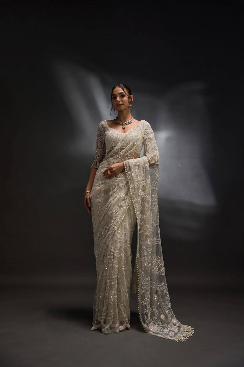 Bollywood Blockbuster Sequins Saree – Heavy Mono Net