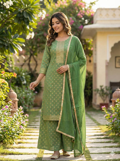 Rayon Sharara Set – Printed Embroidery Top with Nazmin Dupatta