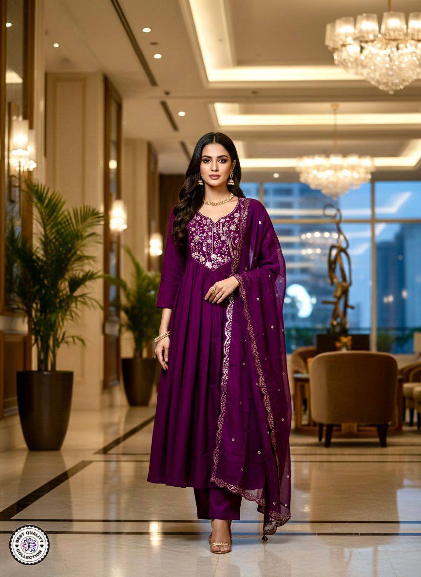 Chanderi Silk Top‑Bottom & Dupatta Set – Embroidered Work with Micro Cotton Inner
