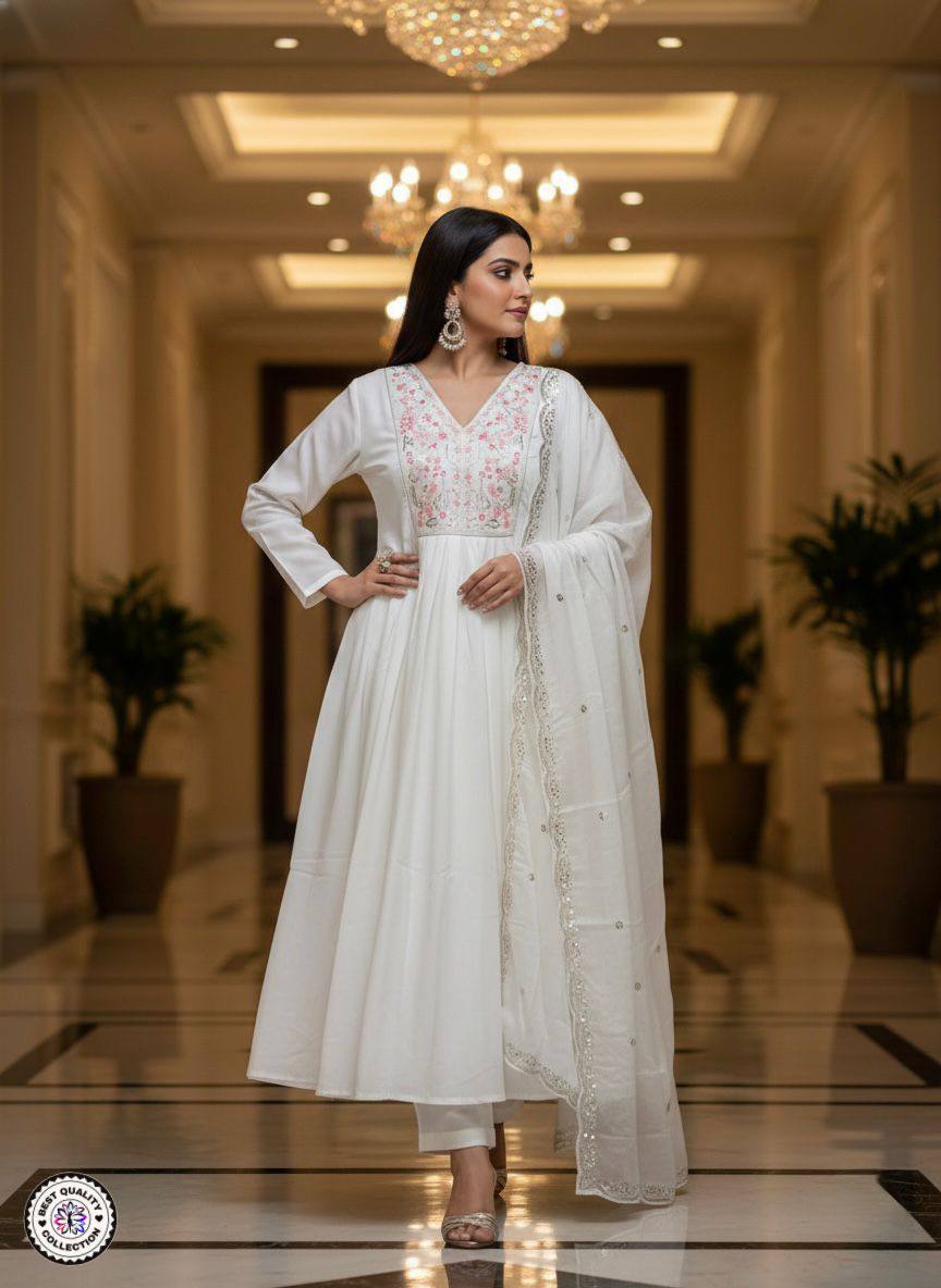 Chanderi Silk Top‑Bottom & Dupatta Set – Embroidered Work with Micro Cotton Inner