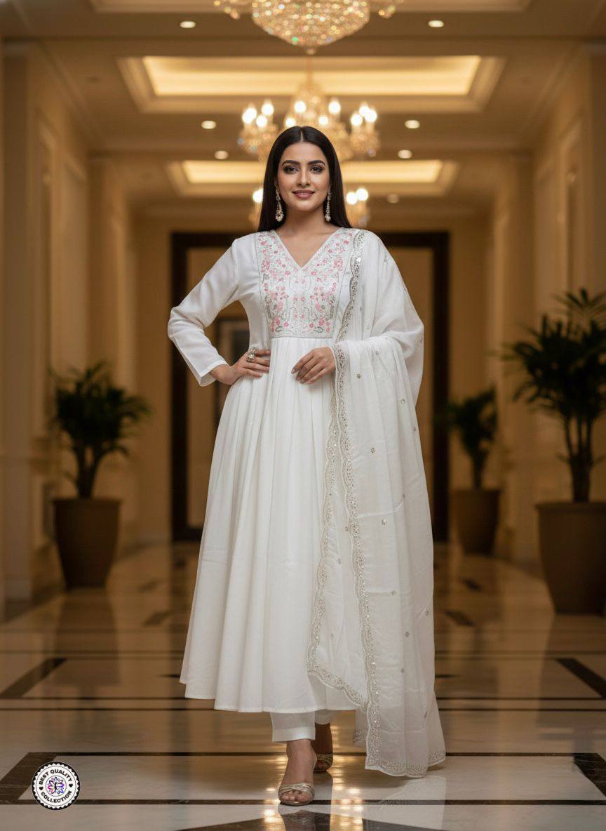 Chanderi Silk Top‑Bottom & Dupatta Set – Embroidered Work with Micro Cotton Inner