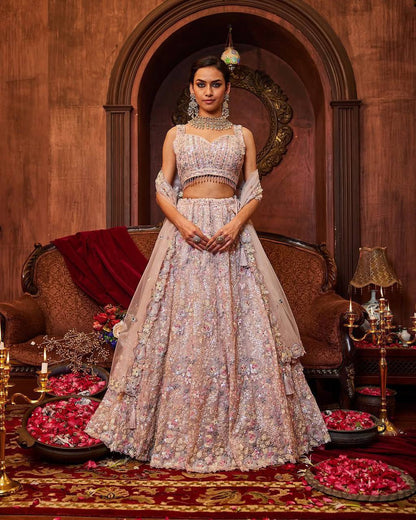 Premium Faux Georgette Lehenga Set – Thread Embroidery, Coding & Sequins Work