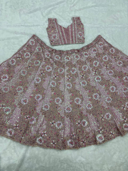 Premium Faux Georgette Lehenga Set – Thread Embroidery, Coding & Sequins Work