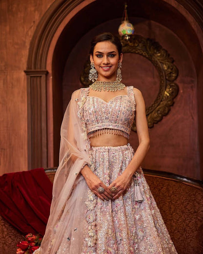 Premium Faux Georgette Lehenga Set – Thread Embroidery, Coding & Sequins Work