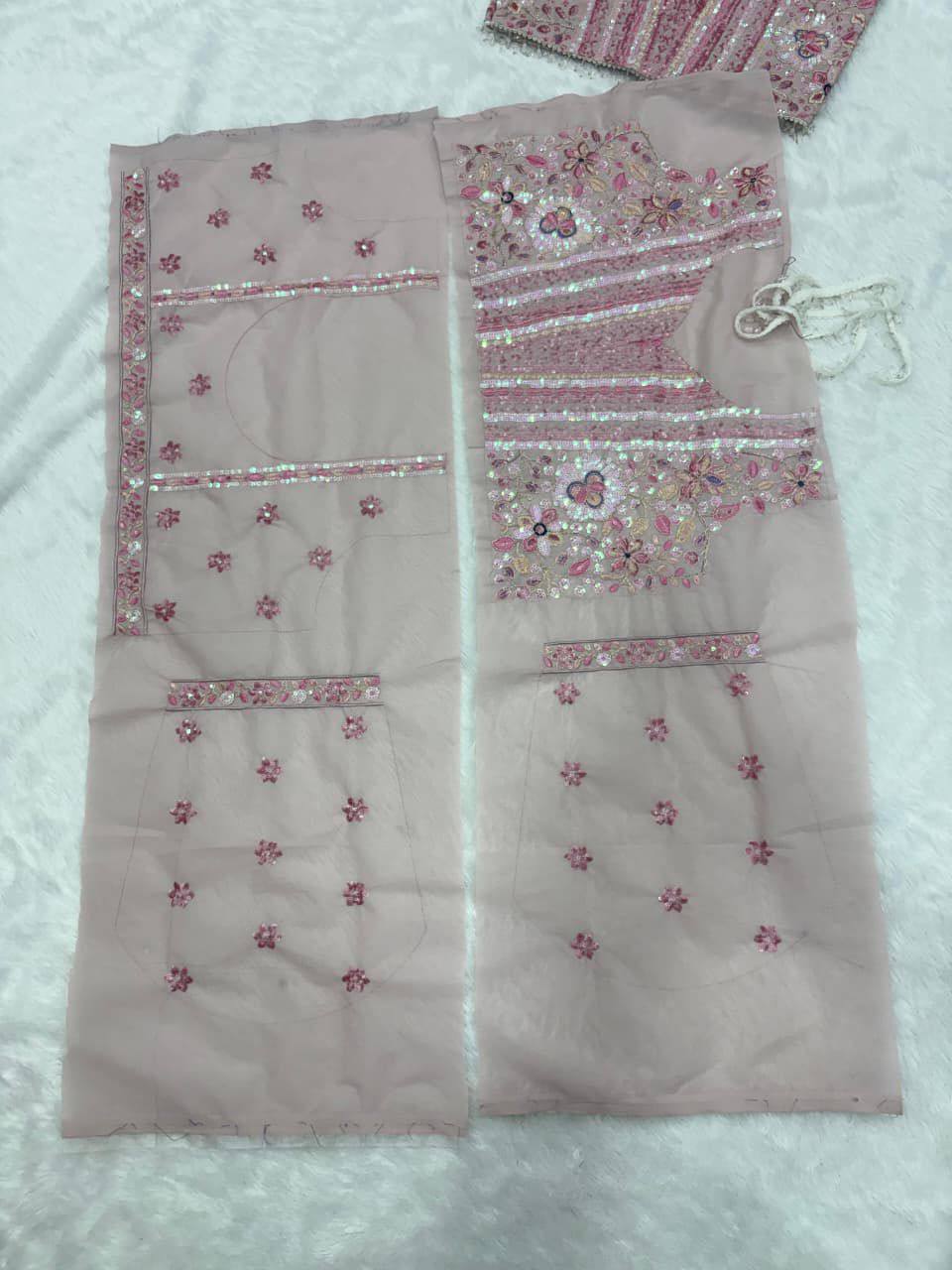 Premium Faux Georgette Lehenga Set – Thread Embroidery, Coding & Sequins Work