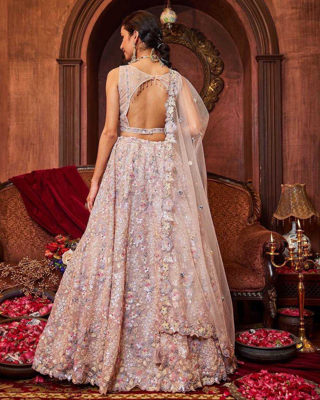 Premium Faux Georgette Lehenga Set – Thread Embroidery, Coding & Sequins Work