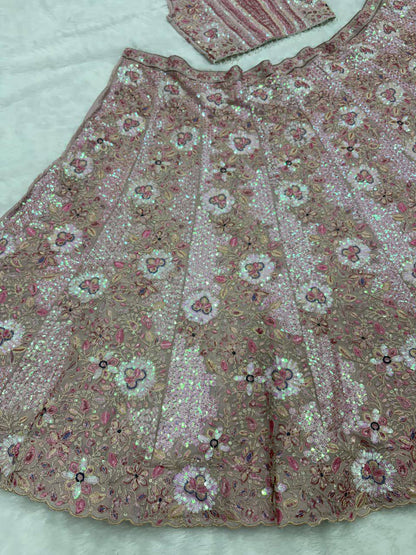 Premium Faux Georgette Lehenga Set – Thread Embroidery, Coding & Sequins Work