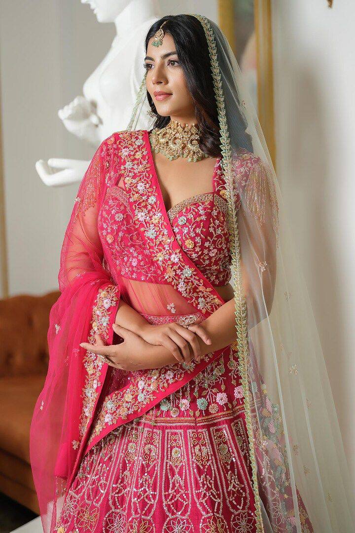 Premium Malai Satin Silk Lehenga Set – Multi Thread & Sequins Work with Net Dupatta
