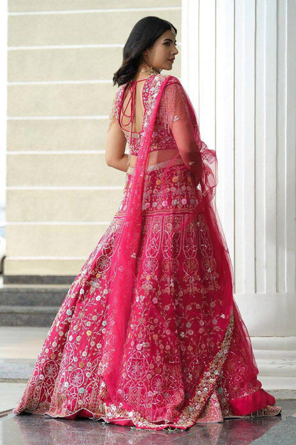 Premium Malai Satin Silk Lehenga Set – Multi Thread & Sequins Work with Net Dupatta