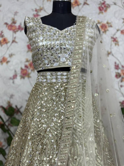 Premium Karishma Silk Lehenga Set – Thread Embroidery, Dori & Sequins Work