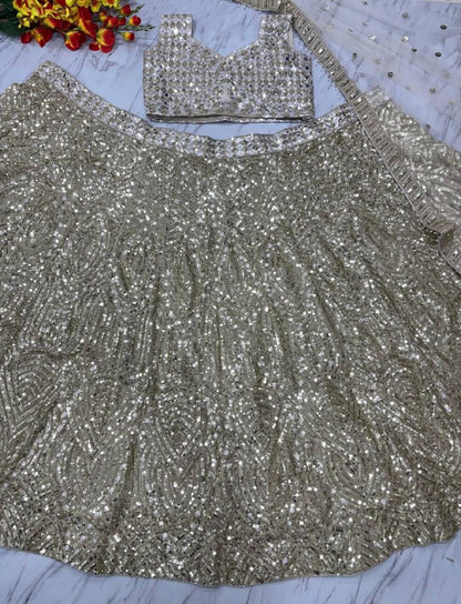 Premium Karishma Silk Lehenga Set – Thread Embroidery, Dori & Sequins Work