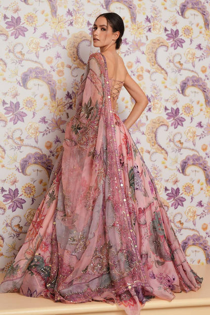 Premium Taby Silk Lehenga Set – Printed Design with Embroidery, Sequins & Real Mirror Work