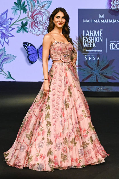 Premium Taby Silk Lehenga Set – Printed Design with Embroidery, Sequins & Real Mirror Work