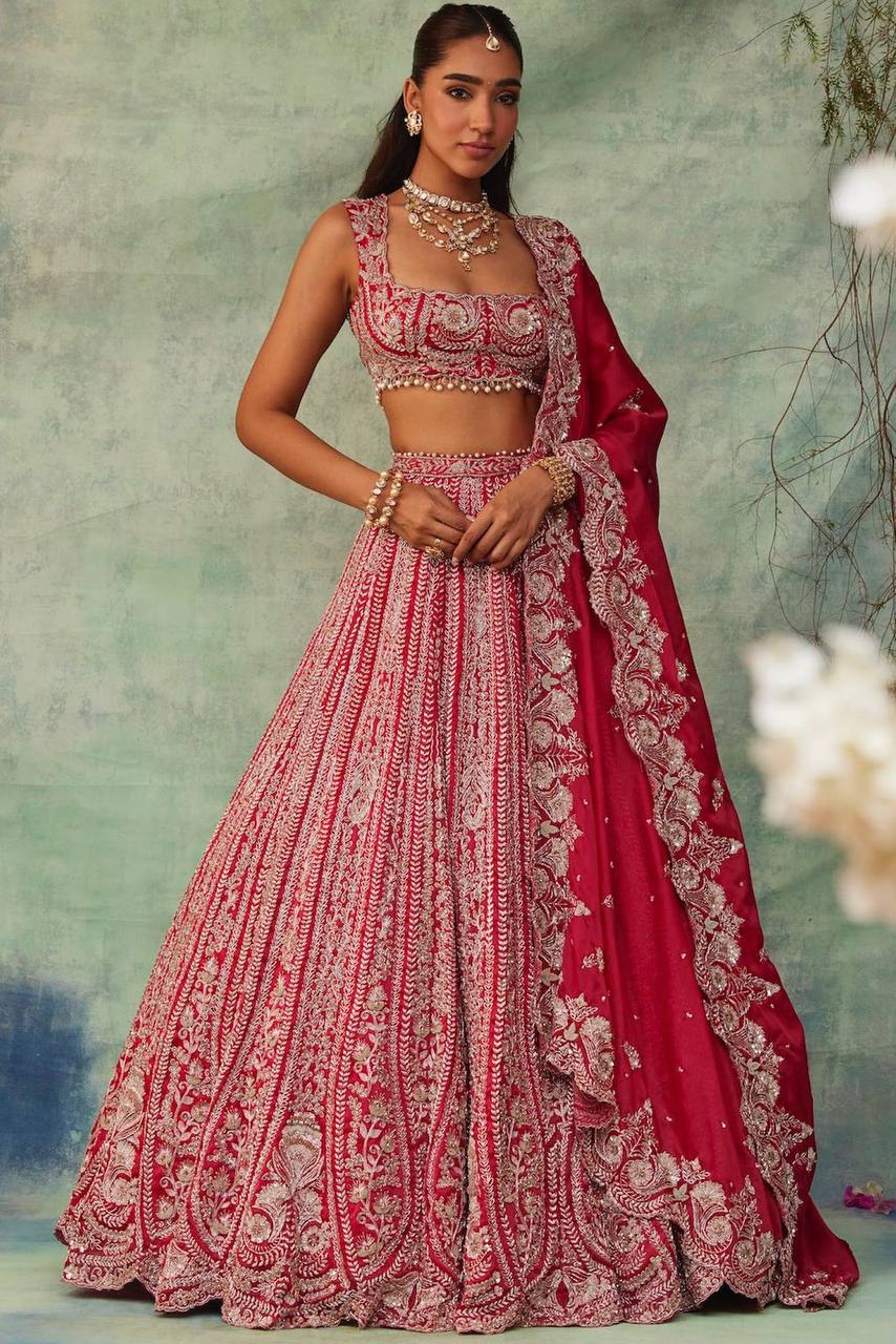 Premium Boomer Silk Lehenga Set – Thread Embroidery, Coding & Sequins Work