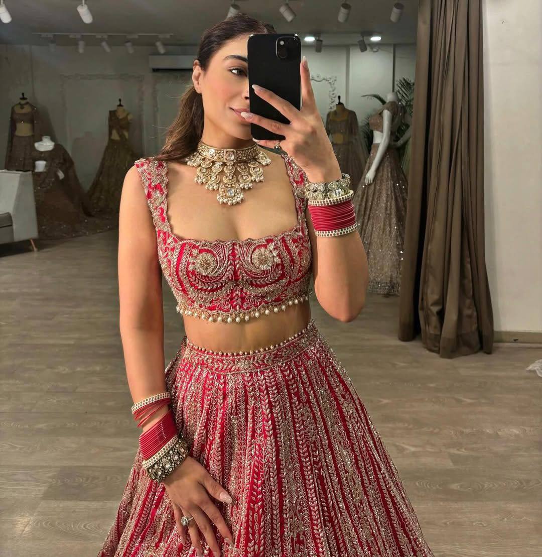 Premium Boomer Silk Lehenga Set – Thread Embroidery, Coding & Sequins Work