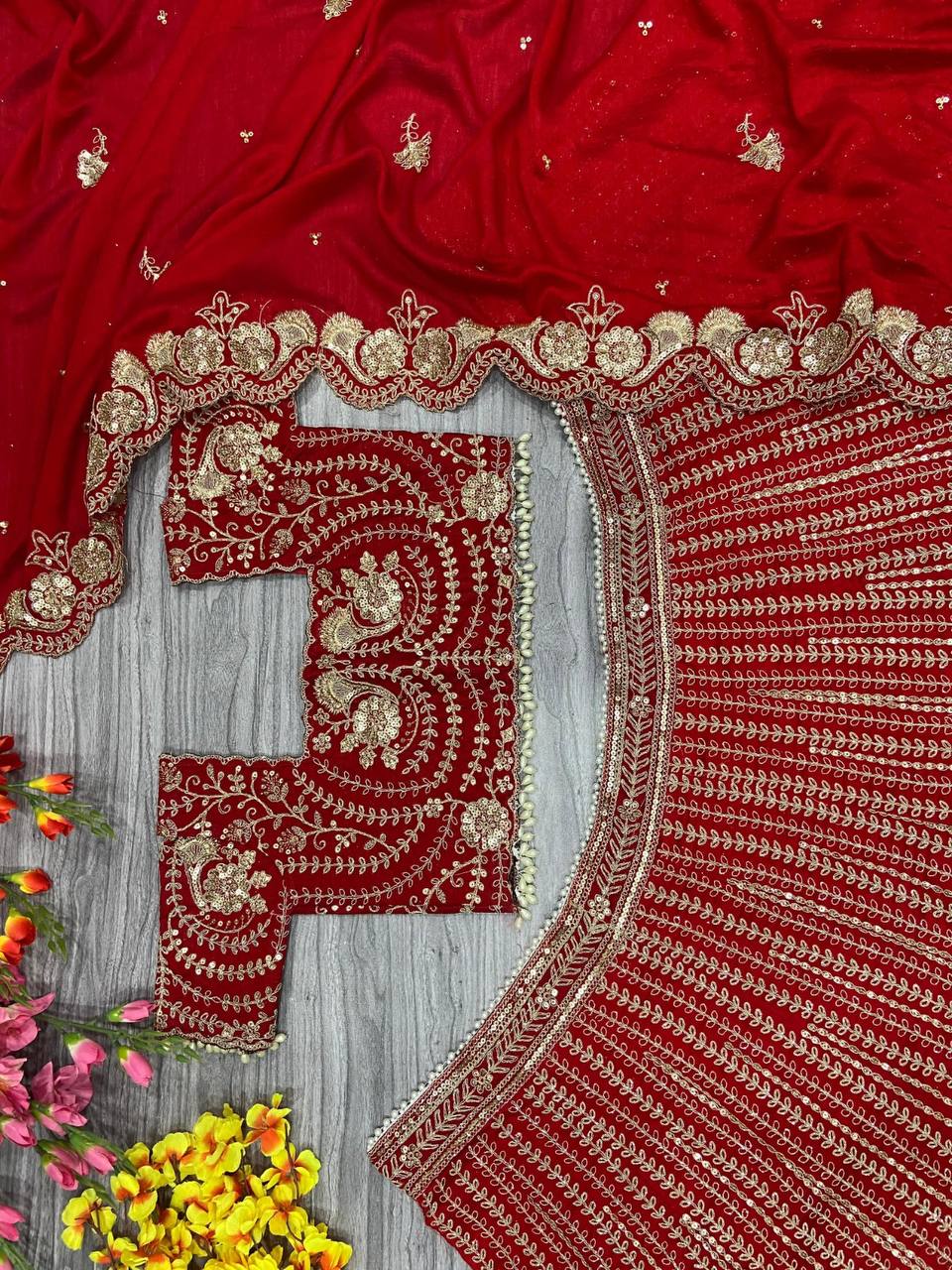 Premium Boomer Silk Lehenga Set – Thread Embroidery, Coding & Sequins Work