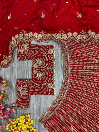 Premium Boomer Silk Lehenga Set – Thread Embroidery, Coding & Sequins Work