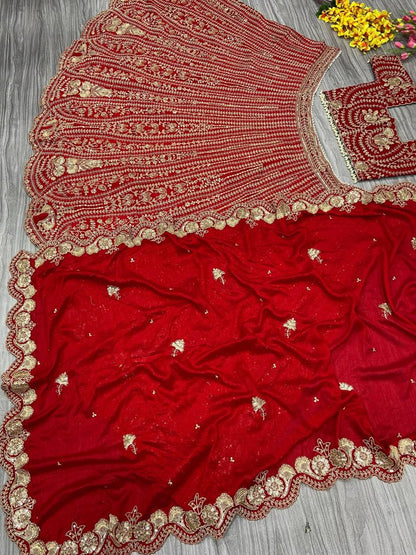 Premium Boomer Silk Lehenga Set – Thread Embroidery, Coding & Sequins Work