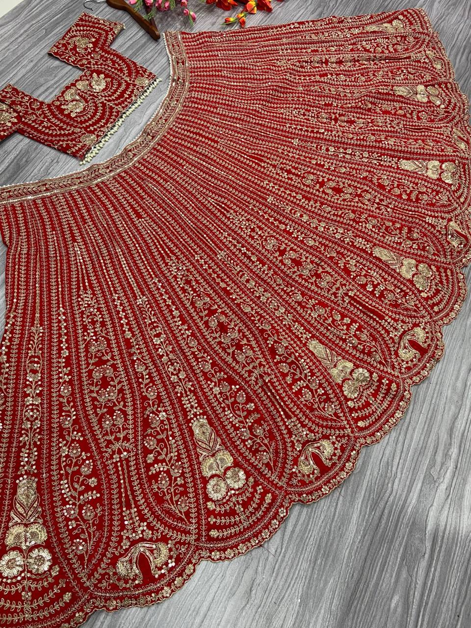 Premium Boomer Silk Lehenga Set – Thread Embroidery, Coding & Sequins Work
