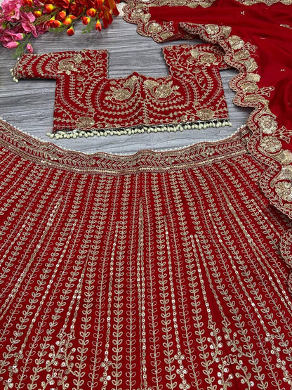 Premium Boomer Silk Lehenga Set – Thread Embroidery, Coding & Sequins Work
