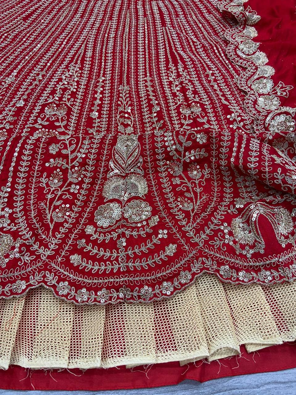 Premium Boomer Silk Lehenga Set – Thread Embroidery, Coding & Sequins Work