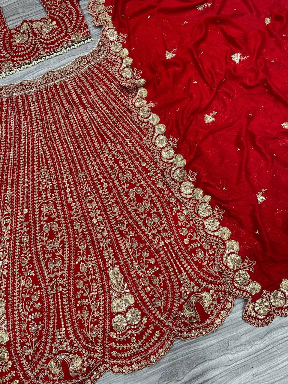 Premium Boomer Silk Lehenga Set – Thread Embroidery, Coding & Sequins Work