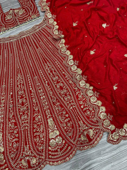 Premium Boomer Silk Lehenga Set – Thread Embroidery, Coding & Sequins Work
