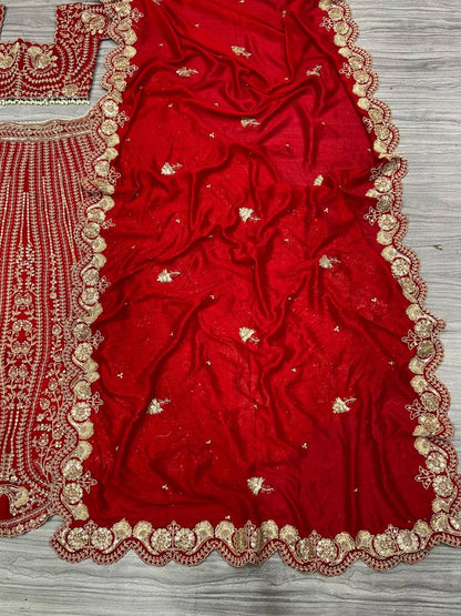 Premium Boomer Silk Lehenga Set – Thread Embroidery, Coding & Sequins Work